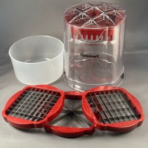 Cuisinart 5 Piece Multi Use Food Chopper French Fry Cutter Set Clear Red